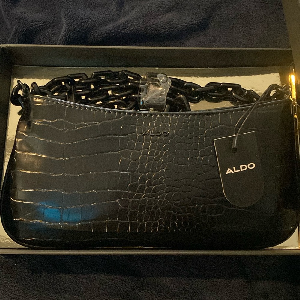 Aldo alligator pattern black small bag nwt